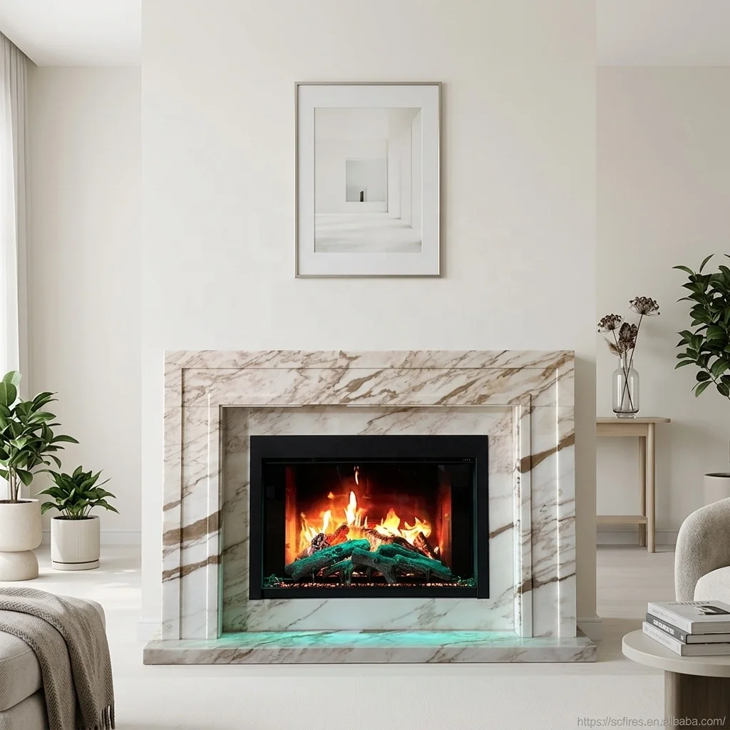Luxury Real Flame Technology Realistic Flame Linear Built-In Electric Fireplace Heater LCD Virtual Electric Fireplace 29inch
