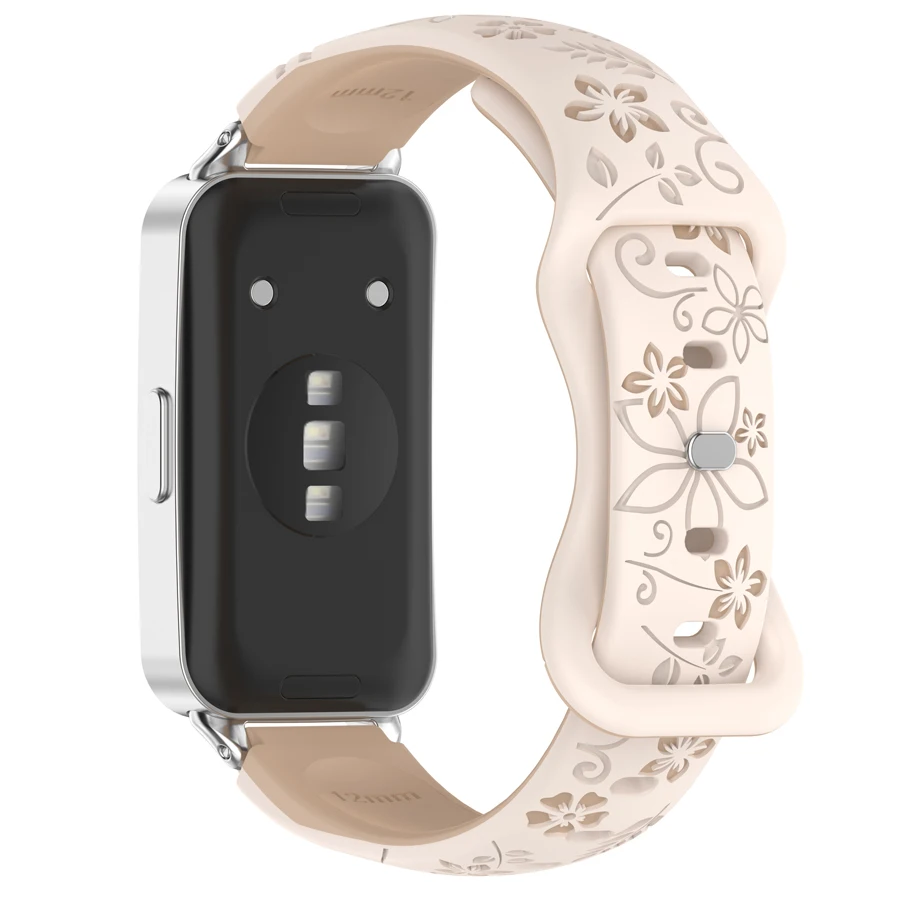 Siliconen Bandjes Voor Huawei Band 11 11Pro Smartwatch Accessoires Gegraveerde Bloemen Sport Armband Correa Voor Huawei Band 11 Pro