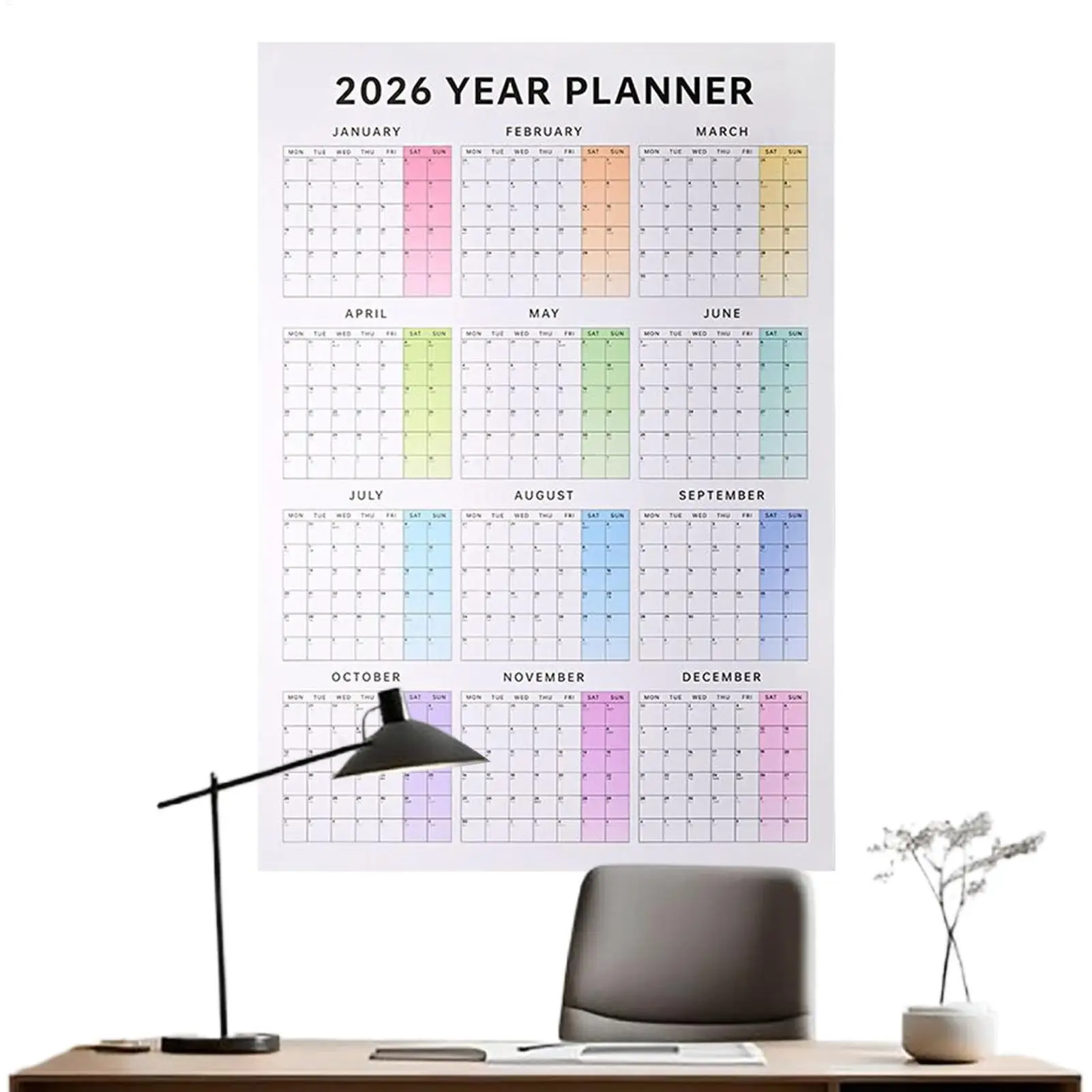 

Large 2026 Yearly Wall Calendar 12-Month January December Vertical Calendar With Memo Monthly Weekly Plans Calendar Home Office