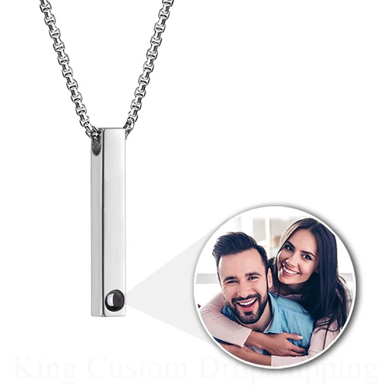 

Original Design Projection Bar Necklace Rectangle Custom Photo Pendants for Men and Women Commemorative Gifts Christmas Day
