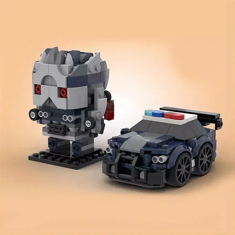 Figurines de dessin animé de film célèbre Bricksheadz et blocs de construction de voiture MOC personnage classique chevalier Joker chasseur modèle enfants jouets cadeau