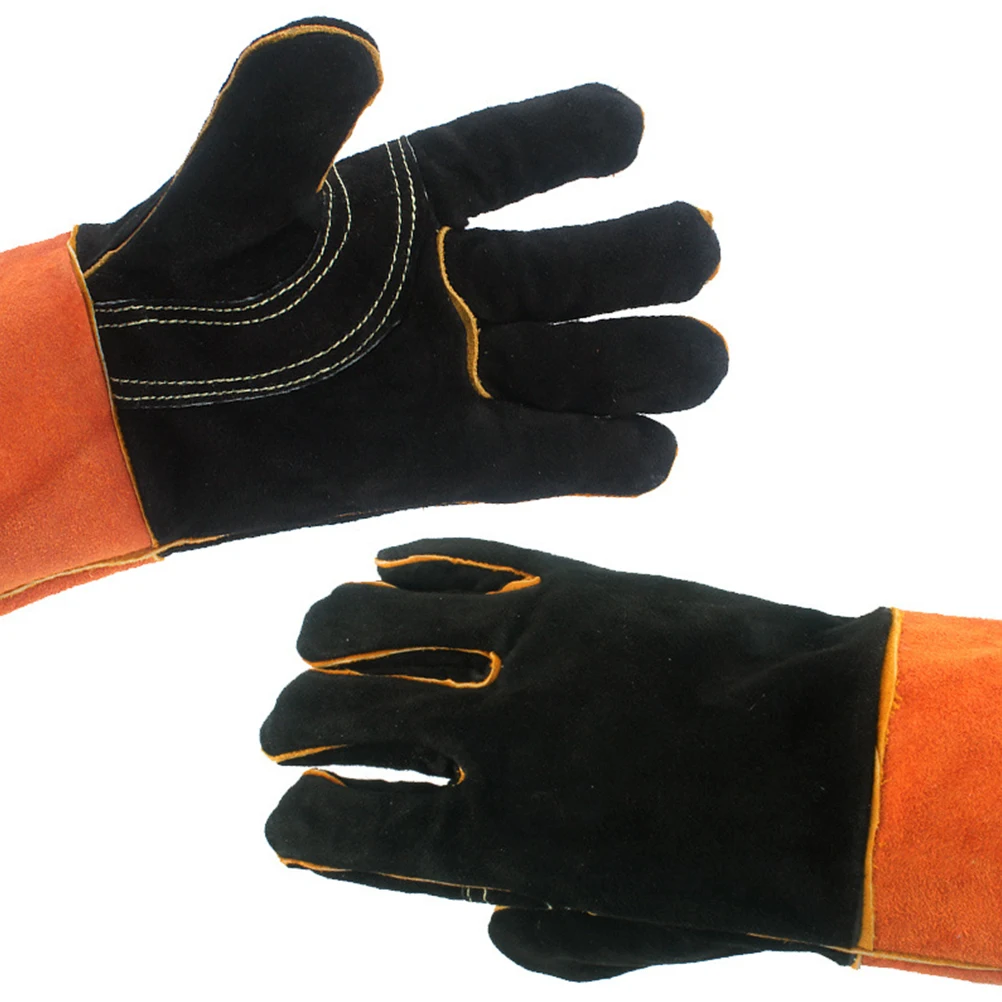 

Outdoor Bbq Camping Heat Resistant Protective Gloves Double Layer Cowhide Fireproof Grilling Gloves For Men Women Durable