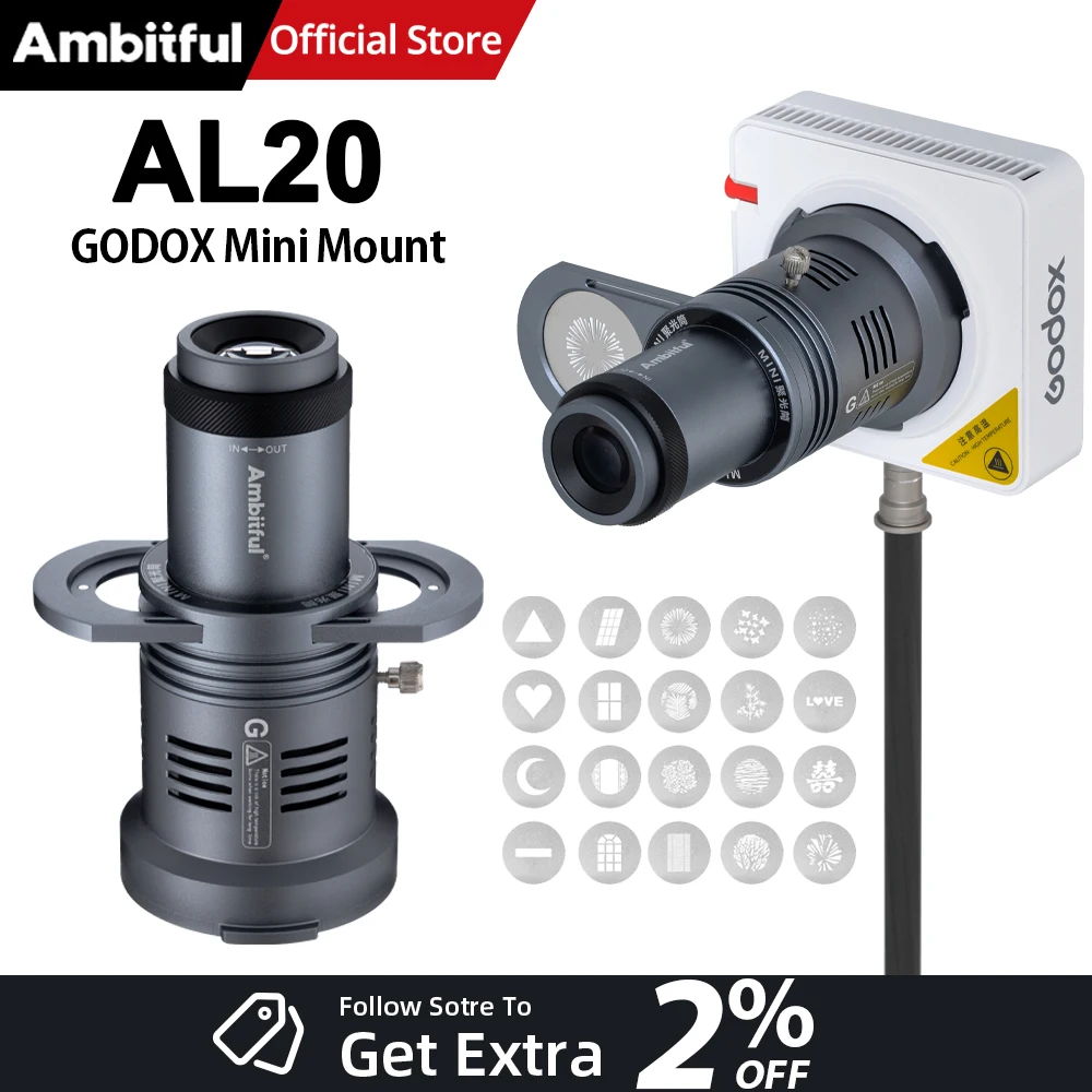 Ambitful LED Fill Light Projector Attachment GODOX Mini Mount Spotlight Conical Snoot Optical Condenser For Godox ML100 ML60ML30