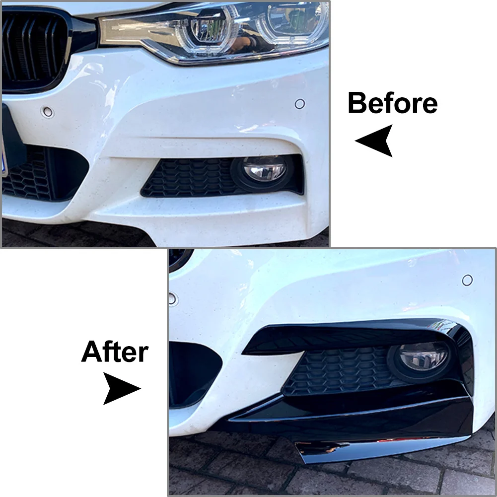 2PCS Auto ABS Front Bumper Fangs Trim Air Vent Lid For BMW 3-Series F30 F31 2012 2013 2014 2015 2016 2017 2018 M-Sport Only