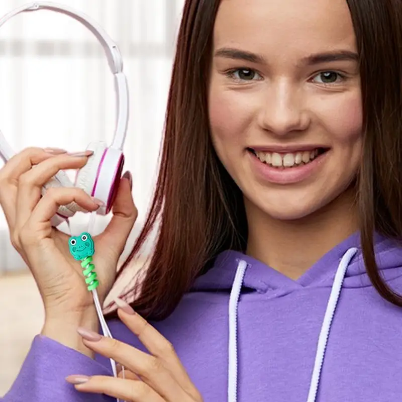 สายป้องกันน่ารักลายสัตว์การ์ตูนสายชาร์จอุปกรณ์ป้องกันสายน่ารักสำหรับสาย USB การจัดการสายชาร์จที่มีสีสันสำหรับ