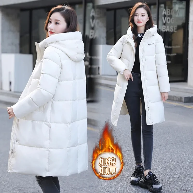 

Down Cotton Coat Women's 2023 New Winter Jackets Hooded Loose Long Padded Coat Female Warm Thicken Parkas Oversize Outwear