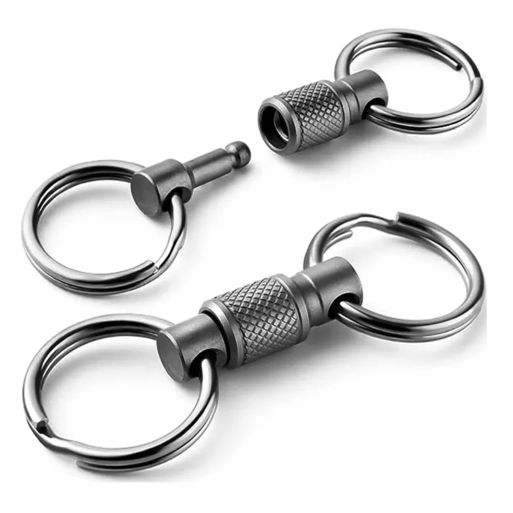 Double Headed Quick Release Keychain Aluminum Alloy 360° Rotation Clip Pull Apart Buckle Quick Pull Design Compact Keys Fob
