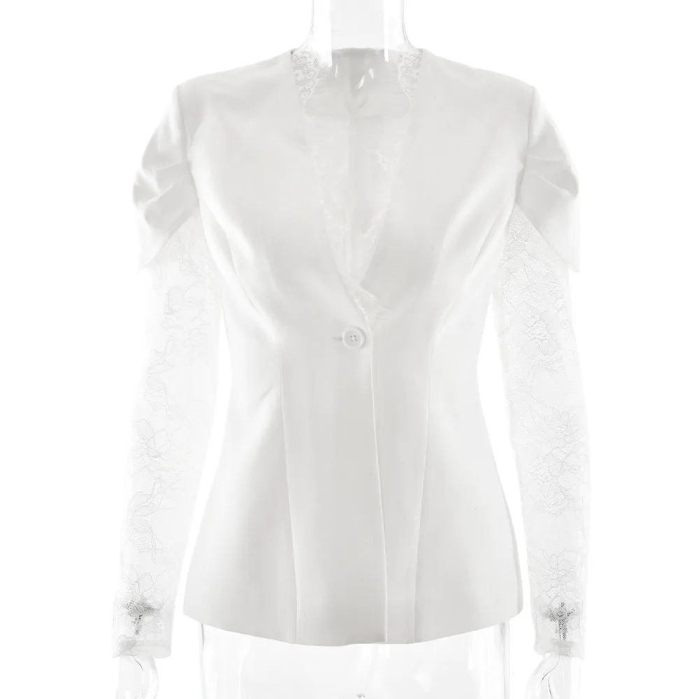 YYAHAHAS 2026 European American Style Lace Panel Blazer Women Elegant Single Button Suit Jacket Business Casual Workwear