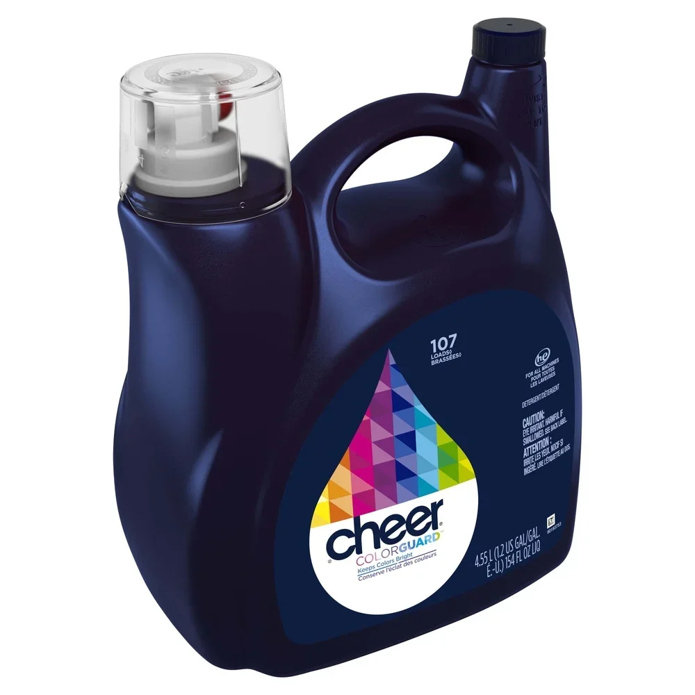 Detergente líquido concentrado para ropa Compatible con HE, 107 cargas, Color seguro, aroma fresco, lucha, decoloración, pilling, fácil verter, 154 fl oz