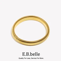 E.B.belle Tarnish Free Waterproof 10mm Elastic Wristband Bangle Bracelets Stainless Steel 18K Gold Plated PVD Jewelry