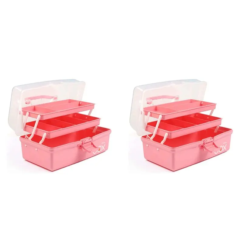 

75STO-2Pcs 12In Three-Layer Multipurpose Storage Box, Folding Tool Box/Art & Crafts Case/Sewing Supplies Organizer
