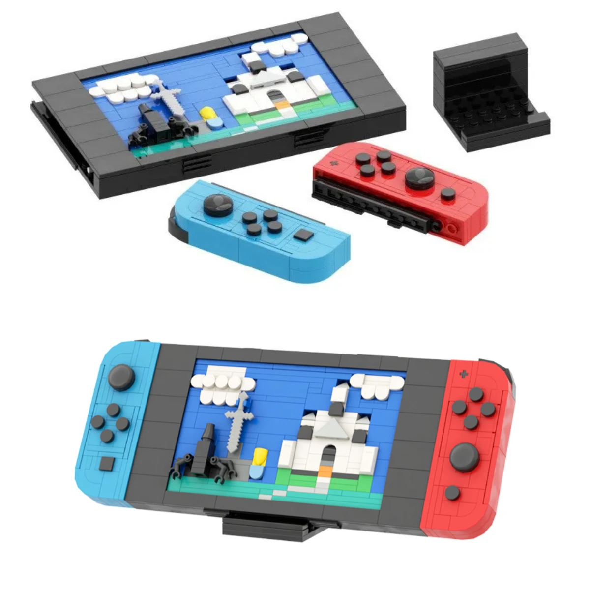 Retro Game Controller MOC Building Blocks, Classic Handheld Console DIY Model, Collectible Gift for Gaming Enthusiasts