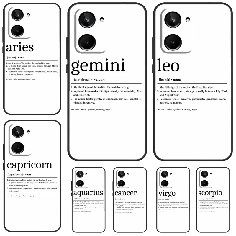 ZODIAC SIGNS HOROSCOPE ASTRONOMY For Realme C51 C53 C55 C35 C33 C31 C30 C25 C21Y GT Neo 5 GT5 GT3 9 10 11 12 Pro Plus Case