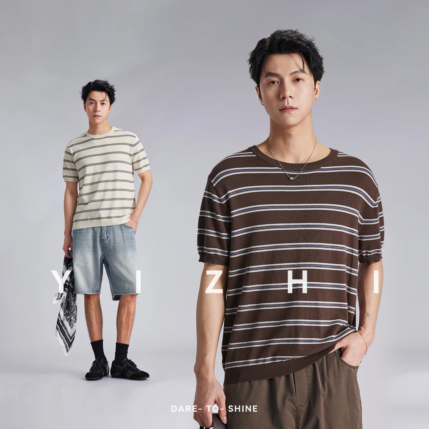 

Men Old Money Style Color Block Striped Knit Crew Neck T-shirts 2026 Summer Loose Breathable Versatile Casual Short Sleeve Tops