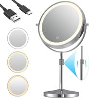 8Inch Makeup Mirror with Light 10X Magnifying LED Vanity Mirror for Table Desk Counter Top Rechargeable Height Adjustable Mirror
