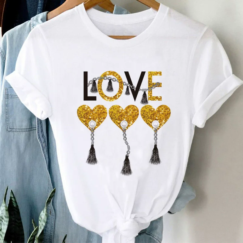 Women's Round-Neck Short-Sleeved T-Shirt Ice Cream Graphic Print Base Layer Top Summer polyester fabric