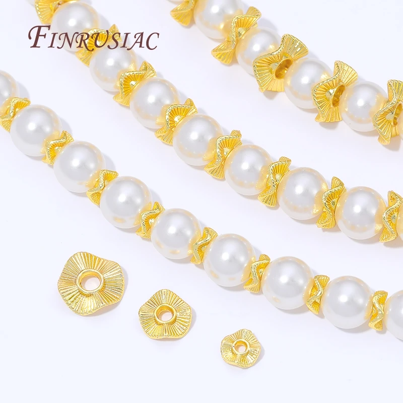 10/20Pcs 18K Gold Plated Flat Round Metal Spacer Beads For Jewelry Making,Bracelets Bead,Separator Beads DIY Accessories image 2