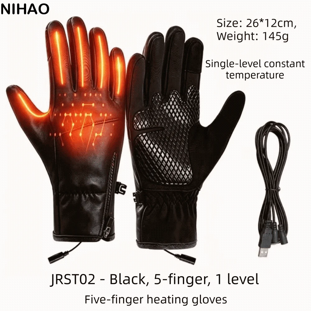 1 Level 3 Level USB Electric Heated Gloves Adjustable Temperature Solid Color Winter Heated Gloves Soft Thick