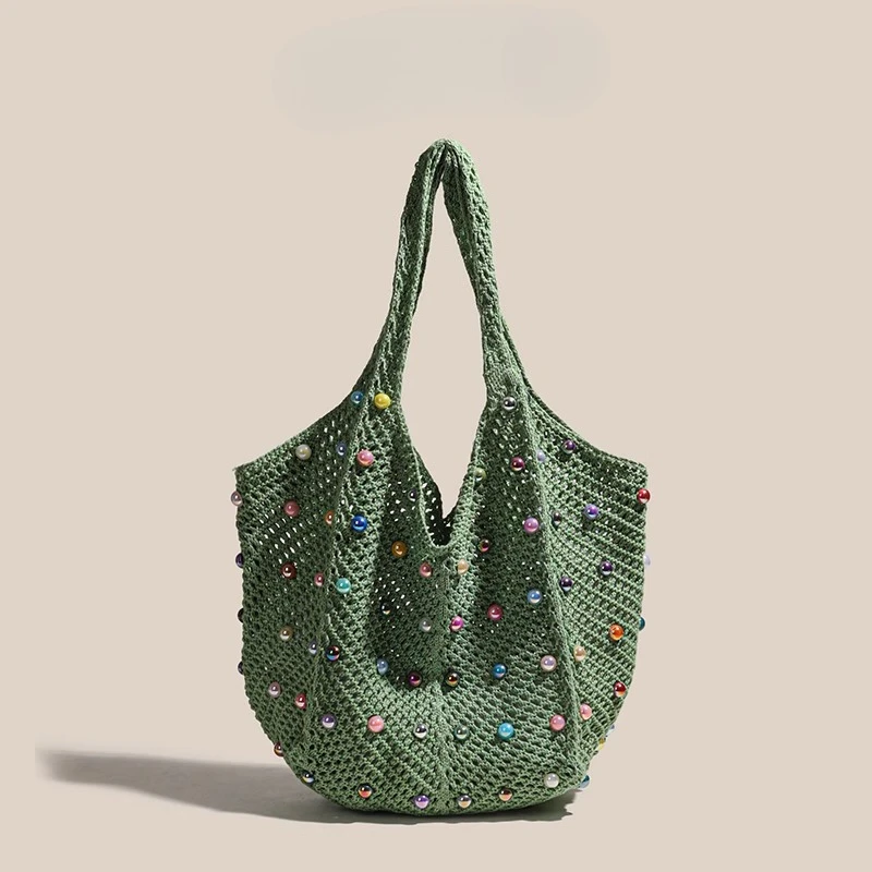 

Casual Versatile Shoulder Tote Bags Beach Bag New Internet Celebrity Seaside Vacation Bag Women's Woven Hand Bag