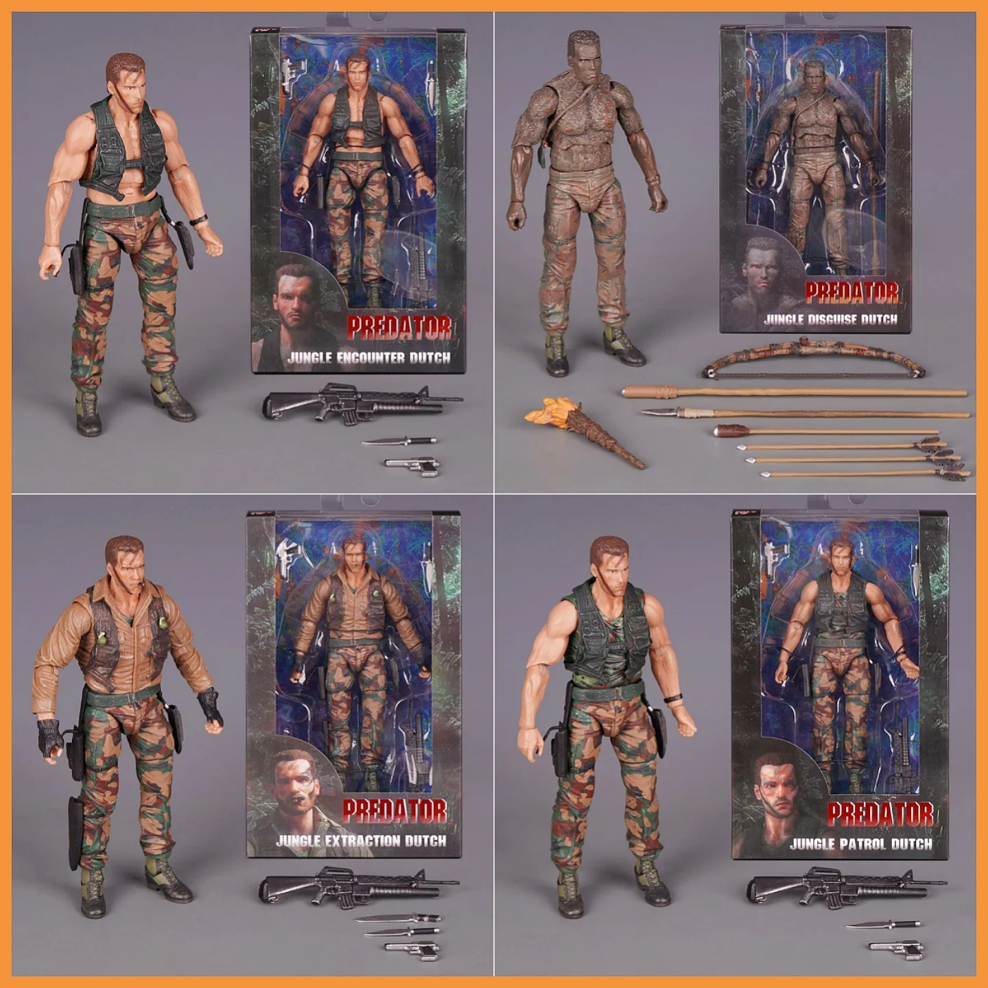 

New Hot Neca Predator 30th Anniversary Jungle Encounter Dutch Extraction Dutch Patrol Dutch Disguise Dutch Ko Action Figures