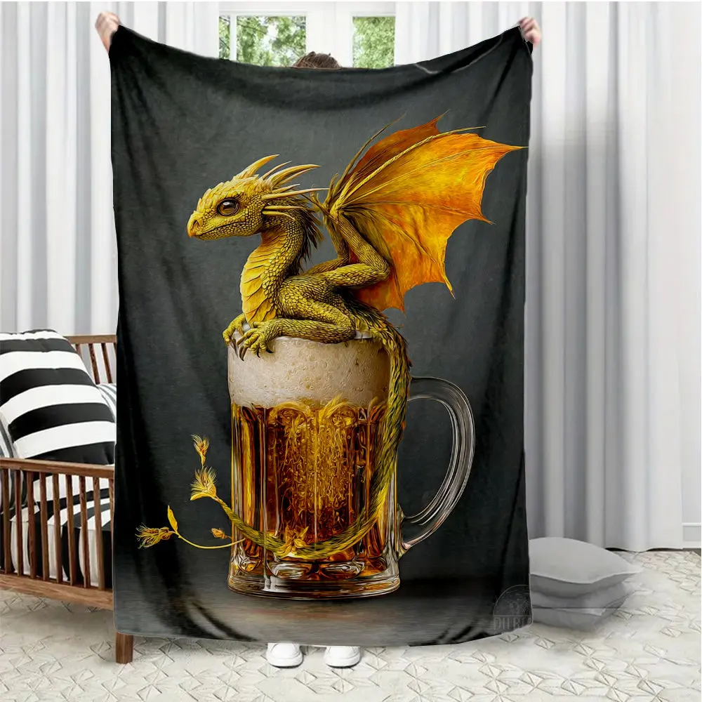 Fun and Fantasy Dragon Theme Flannel printed blanket suitable for all seasons suitable for living room office sofa and travel