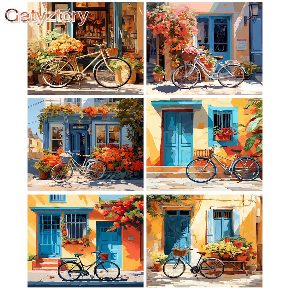 

GATYZTORY Painting By Number Bicycle Kits Handpainted Picture By Number Landscape Deer Drawing On Canvas Home Decor DIY Crafts