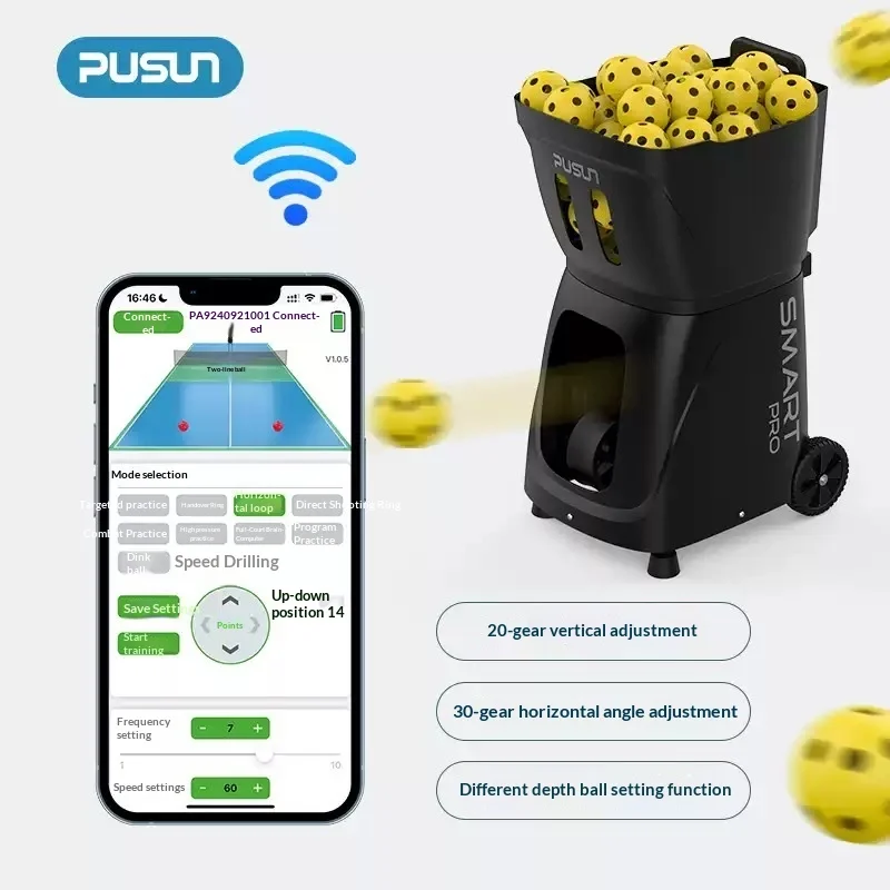 New Pusun PP-Smart Pro Pickleball Serve Machine Intelligent Advanced Automatic Training Device APP Remote Control 20000g Weight