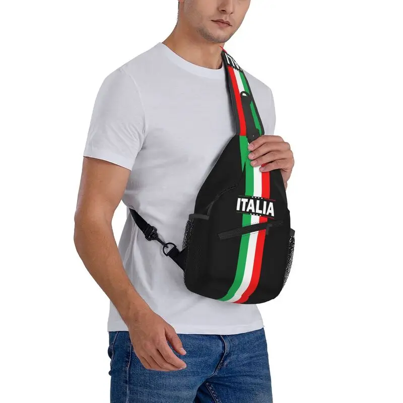 Bolso de pecho personalizado con bandera de Italia, mochila de hombro tipo bandolera con orgullo italiano personalizado para hombres, mochila de viaje