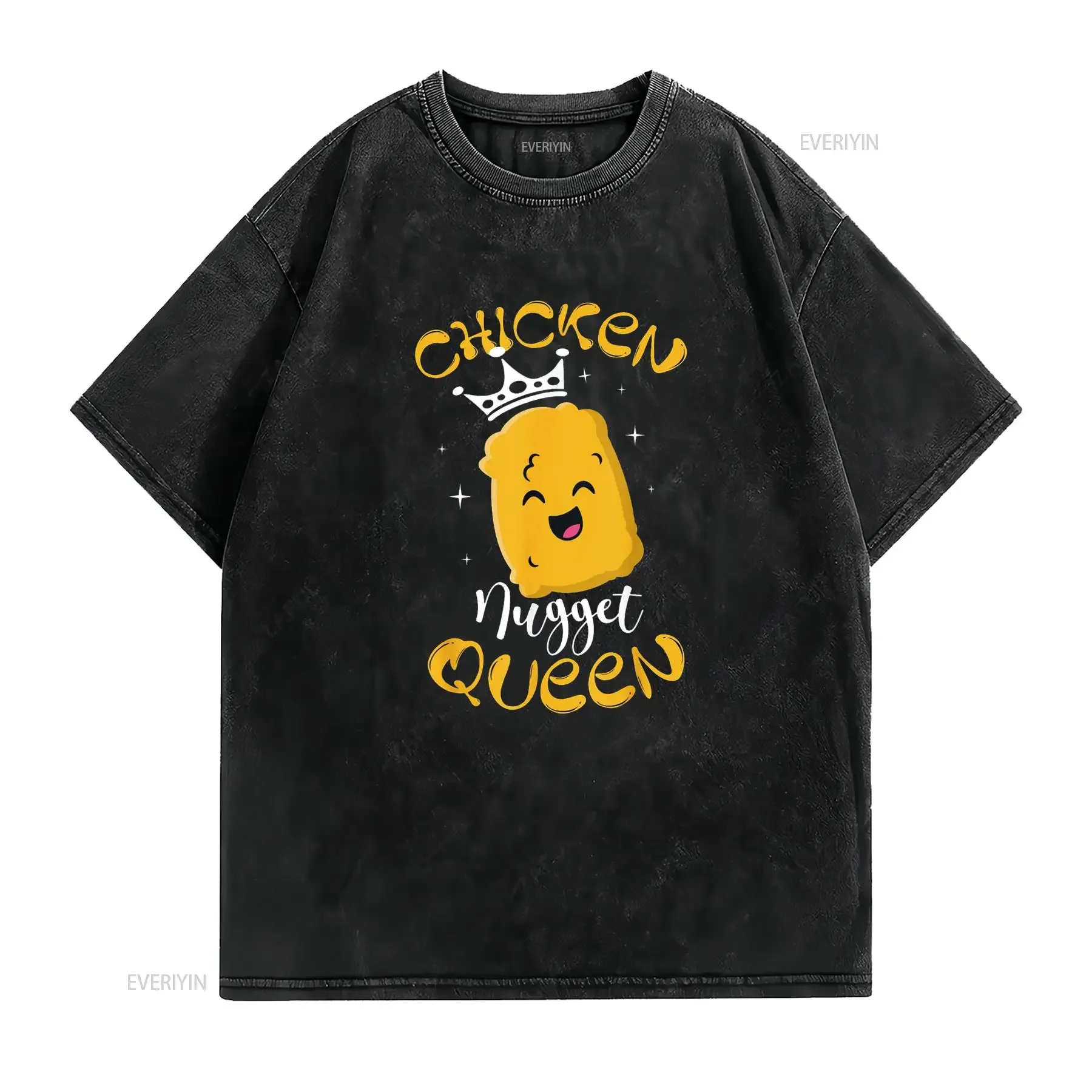 Chicken Nugget Queen Foodie Fried Snack Tendies Nuggies T Shirt vintage Washed Soft Top For Everyday Wear streetwear graphic
