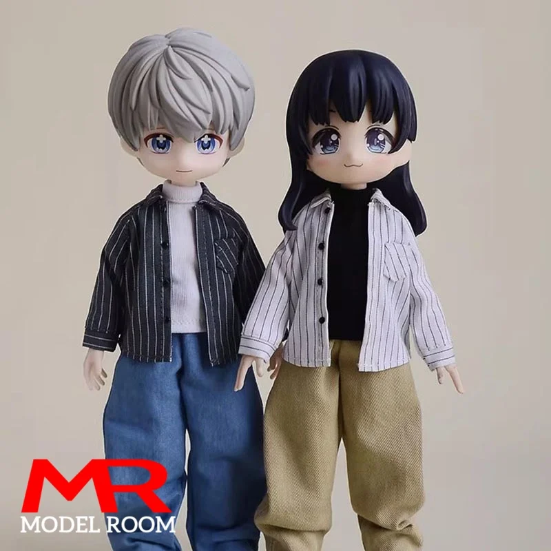 1/12 Striped Long Sleeved Shirt Blouse Clothes Model Fit 1:12 Romankey Notaman SnailShell Action Figure Ashi Azone BJD Dolls