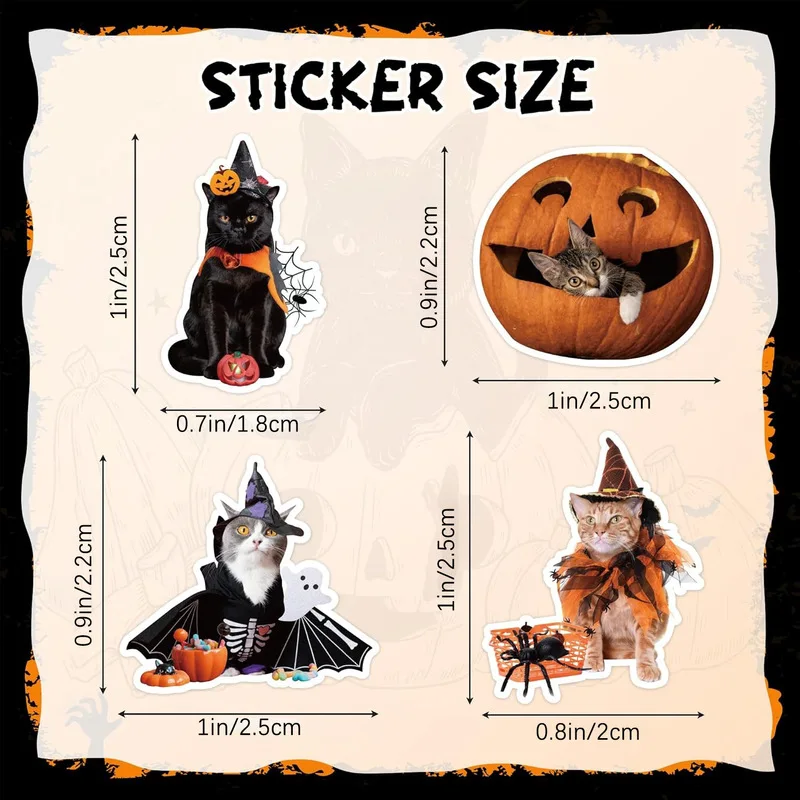 500pcs Halloween Stickers Cute Cartoon Pumpkin Ghost Bat Witch Sticker Pack Kids DIY Scrapbook Par