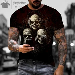 Oversize Man Skull Print Tee Shirt Men Skull Graphic T shirts Men's Summer Clothes 3D Print Oversize Man T shirt Y2k Clothes Top