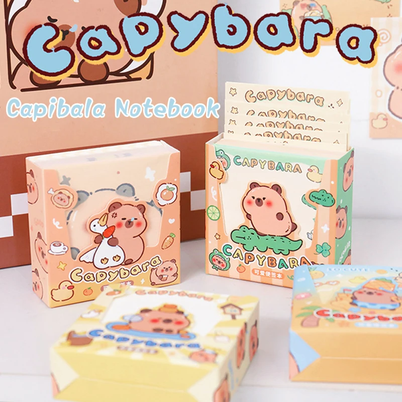 200Sheets Cute Cartoon Capybara Non Sticky Note Book Notes Pull-out Type Note Paper Tearable Note Paper Aesthetic Stationery