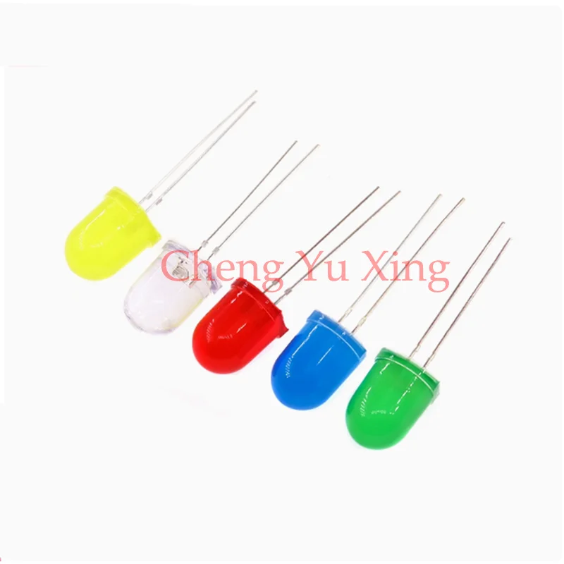 10pcs/Wholesale F10 10MM Round LED Transparent Ultra Bright Green/Yellow/Blue/White/Red Light Emitting Diode