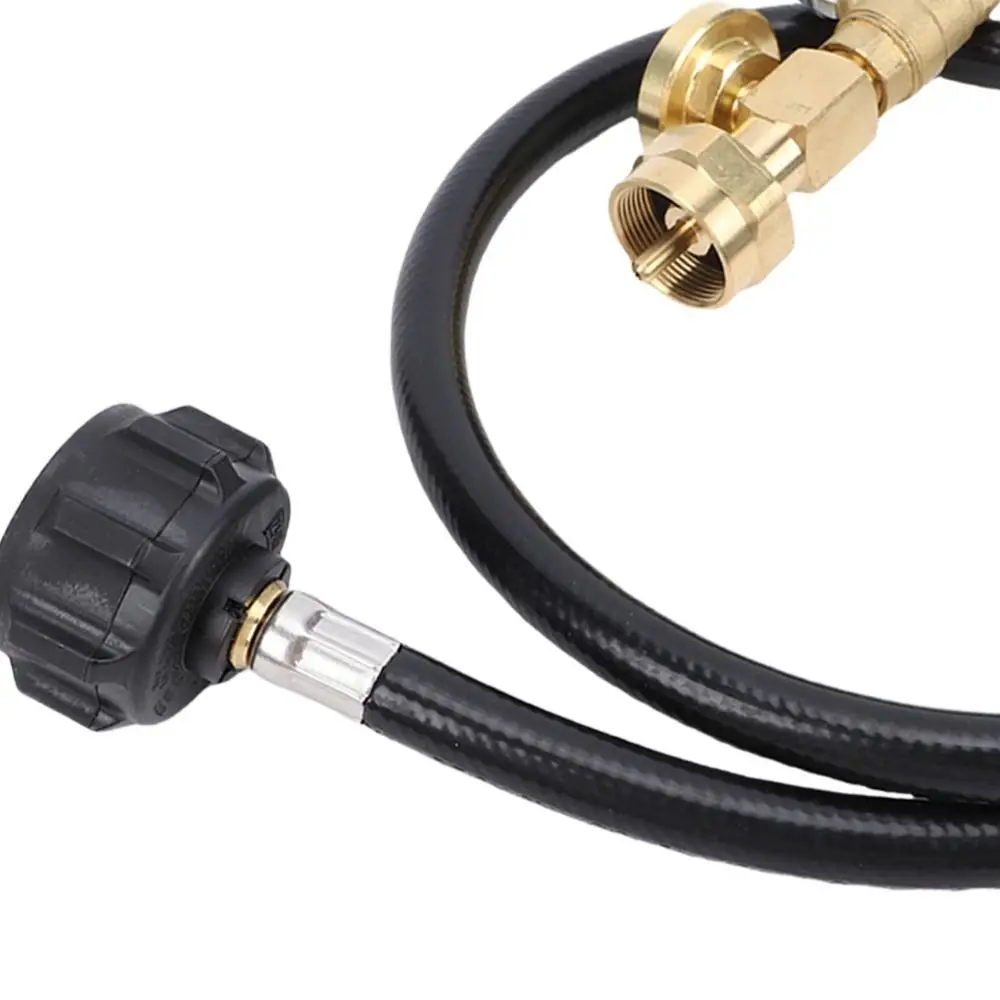 Durable 3 Feet Propane Tank Refill Connector Pressure Gauge QCC1 Type Gas Bottle Adapter Hose On/Off Valve Filler Tube Hiking