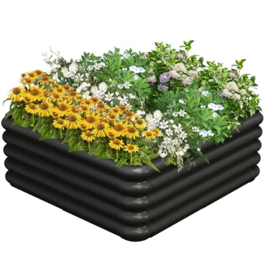 

3x3x1ft Raised Garden Bed Kit for Outdoors, Rustproof PP Raised Planter Box, Large Garden Box Flower Bed with Press-Fit Assembl