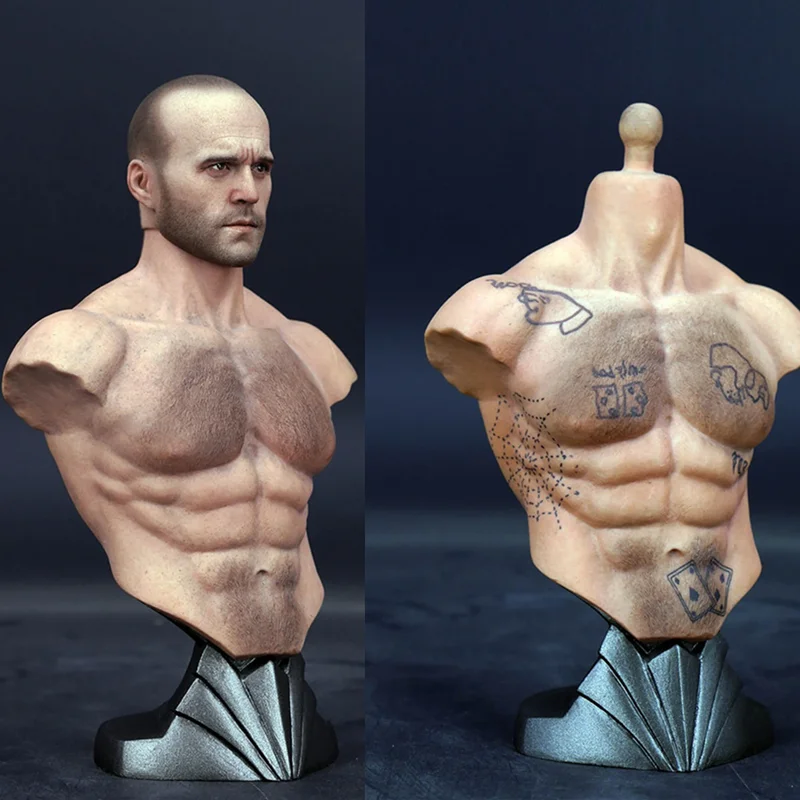 VIVID VT001 1/6 Scale Strong Man Head Carved With Bust Stand Model DIY 12'' Action Figure Collection Accessory Display Toys Fans