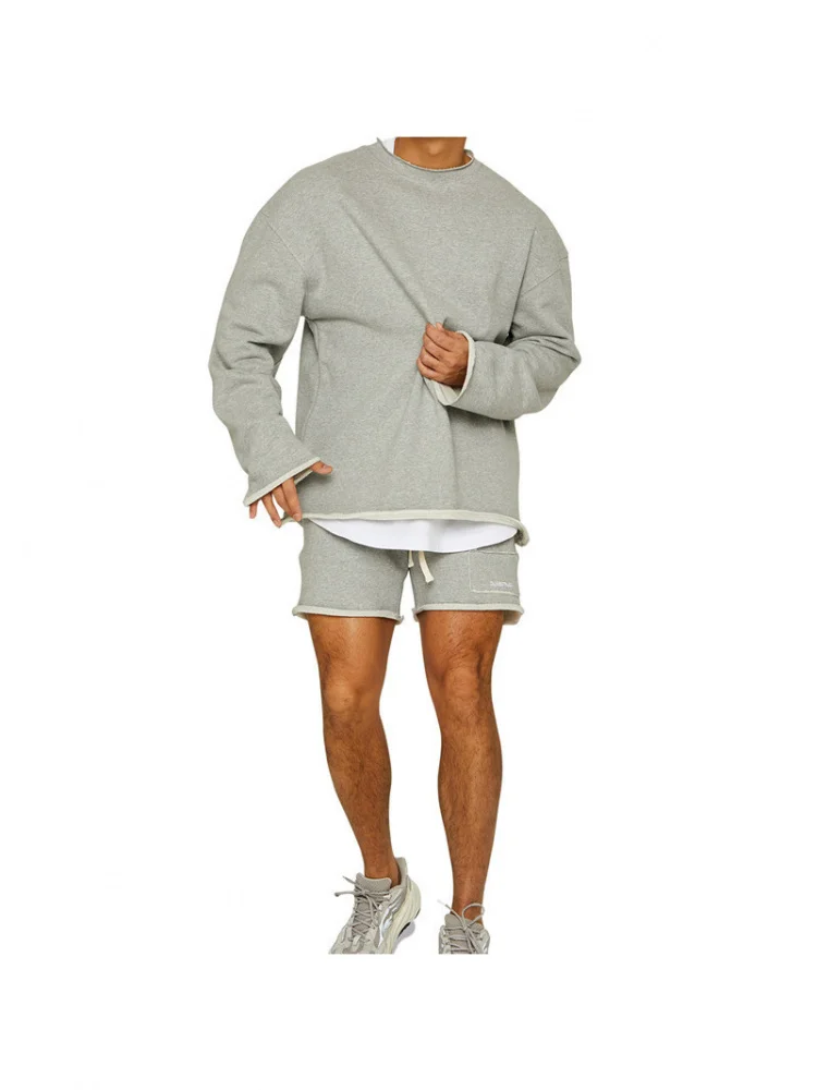 

New Muscle Fitn Brothers Sportswear Casual Loose Running Training Set for Men Winter Long Sve irt And Long Pants