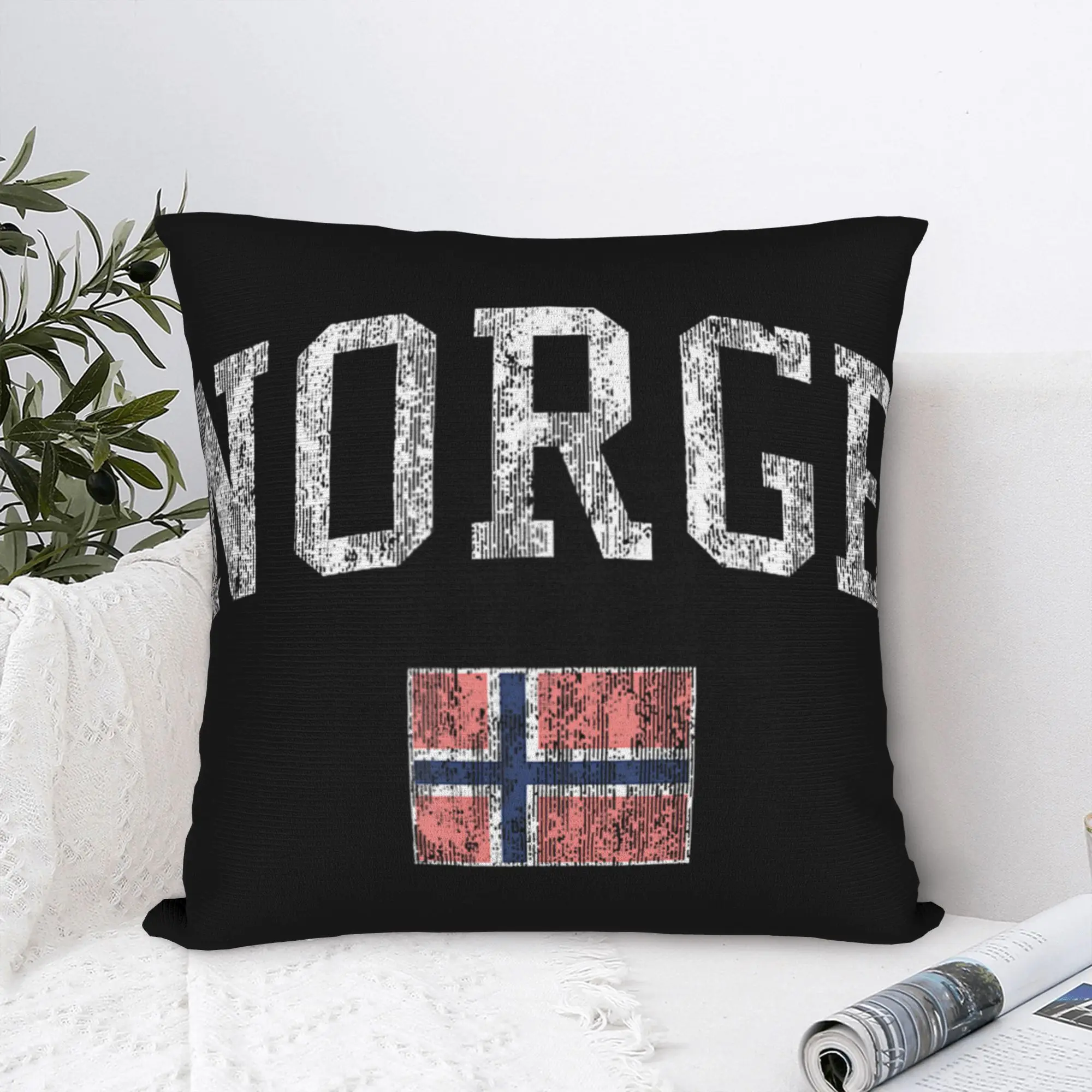 Norway Vintage Sports Design Norge Norwegian Pillow Cover Cushion Cover Retro Trendy Pillow Case For Wedding Party Home Decor