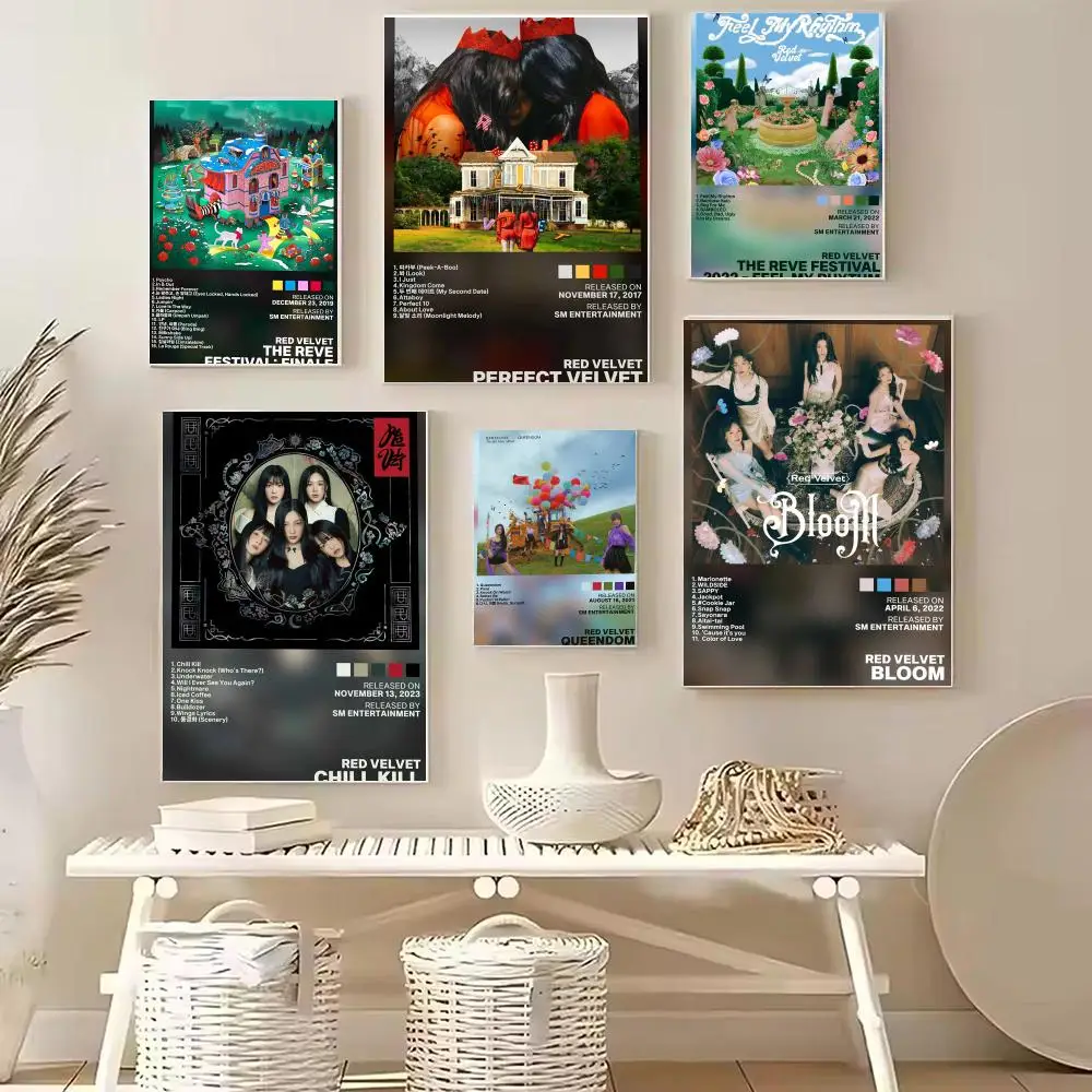 Album K-pop Band R-Red Velvet Poster PP Wall Decor Posters Celebrity Art Prints Aesthetic Wall Art Bedroom Office Home Gift