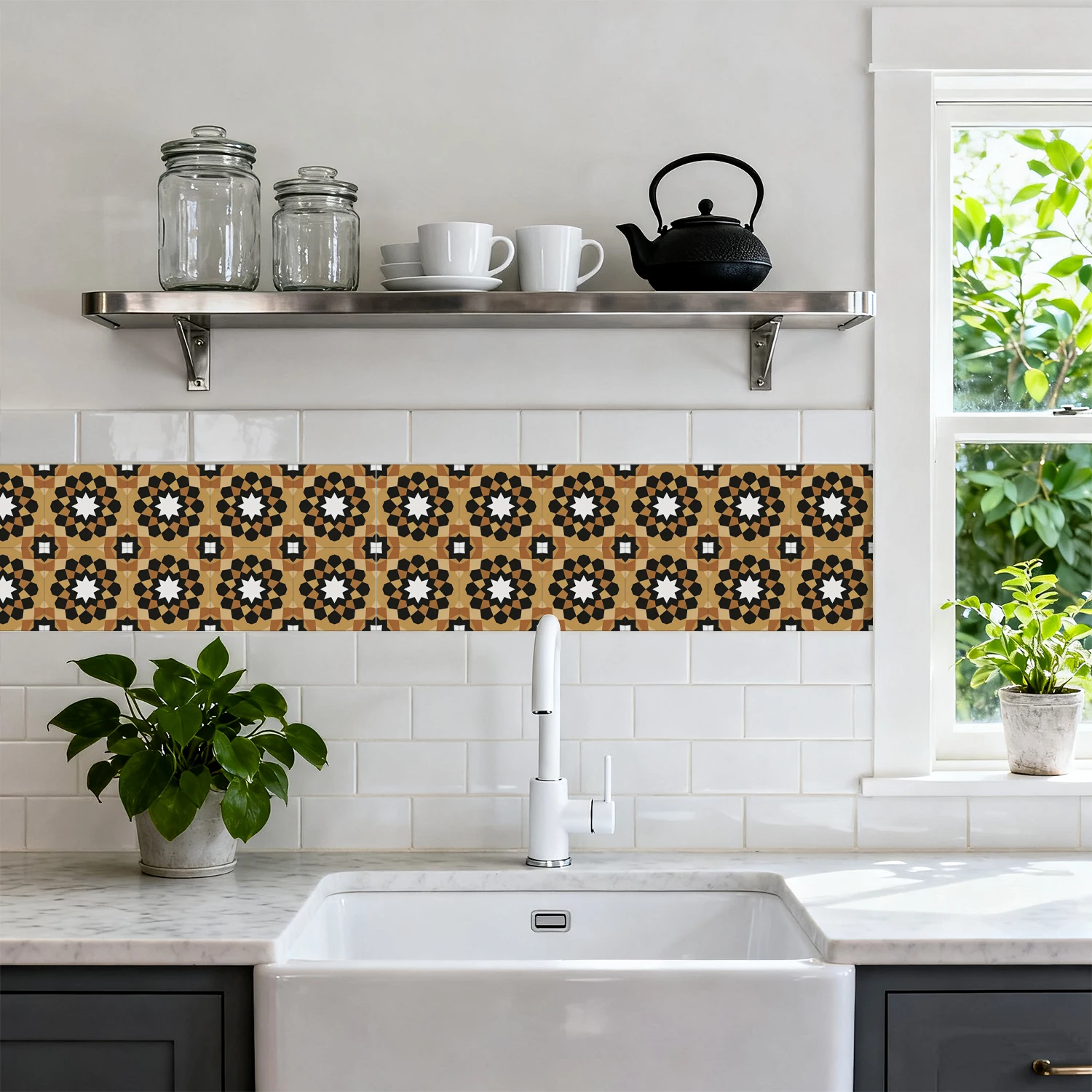 24pcs Self-adhesive decorative tile wall stickers, matte surface, home decoration and renovation stickers, 10x10, 15x15, 20x20cm