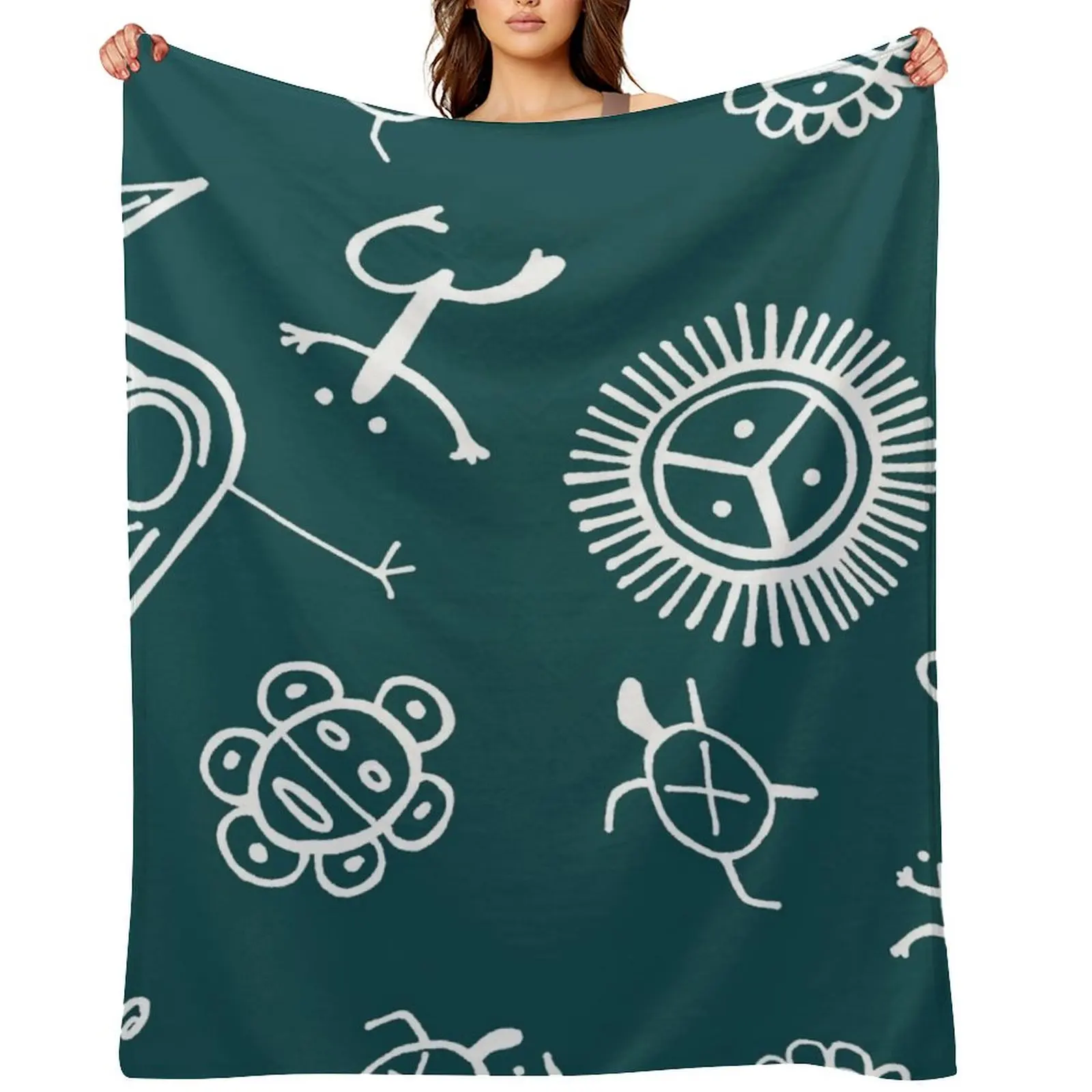 

Taino Pattern Throw Blanket Flannel Fabric Plush halloween Softest Blankets