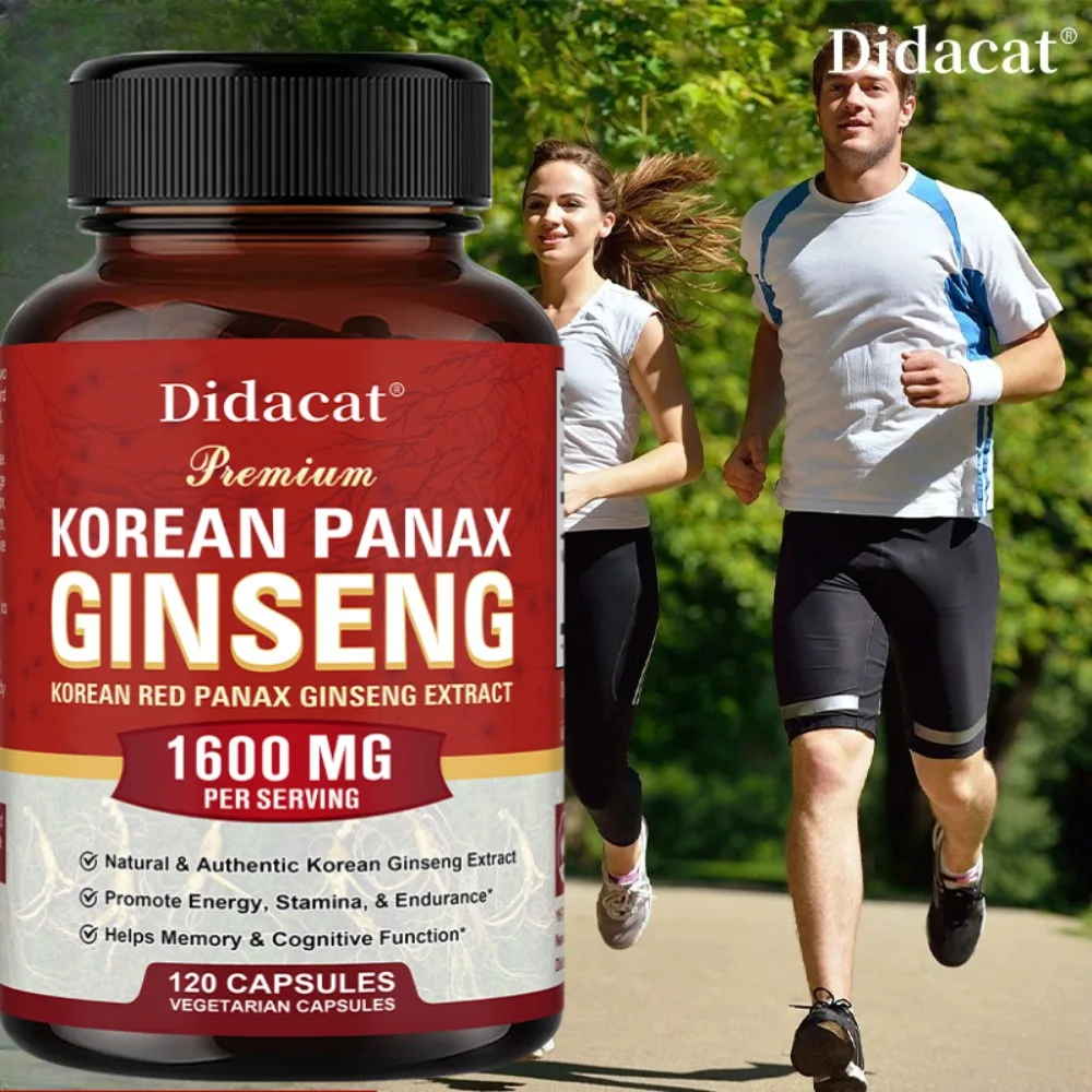 Korean Red Panax Ginseng Capsules - Helps with Energy, Performance, Stress Relief, and Supports Physical and Mental Health
