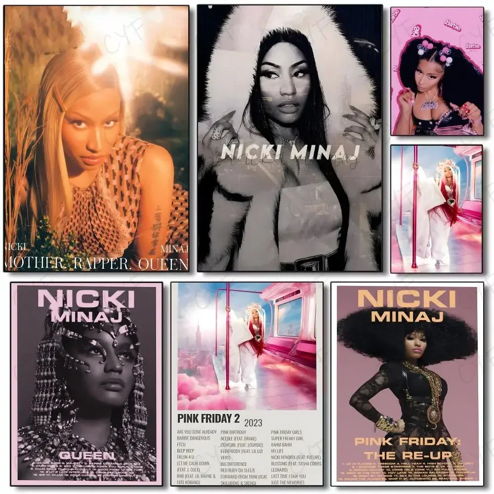 Singer HipHop Nicki Minaj Poster Painting Wall Art Mural for Living Room Home Decor and Gifts