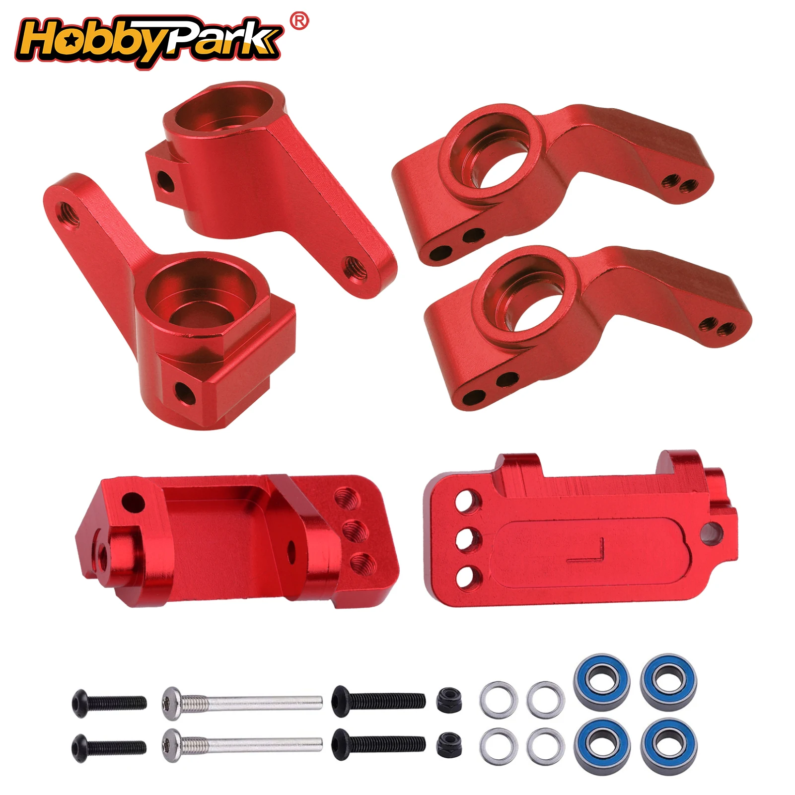 HobbyPark Caster Block Steering Blocks Stub Axle Carriers for Traxxas Slash Rustler Stampede Nitro Slash 3632 3736 3752 Red