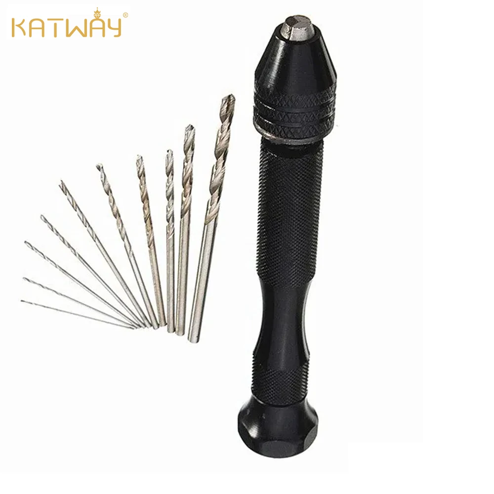 

KATWAY Wood Hole Drilling Tools, Mini Hand Twist Drill Set for Woodworking with 10Pcs Rotary Fried Dough Twist Drills HH-AA25