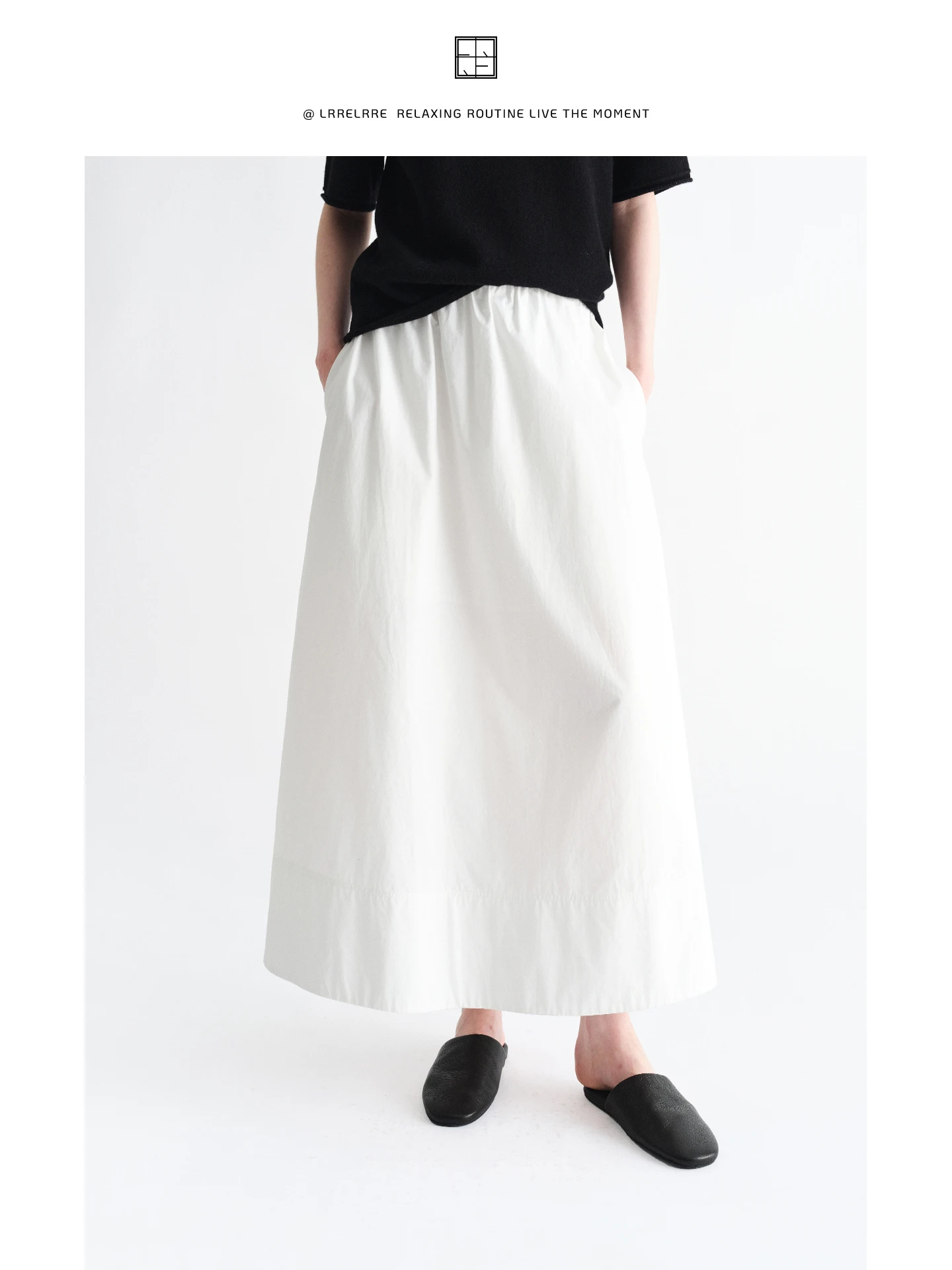 

LRRE High Densi Long Sve irt with ket Side Split Textured Cotton Feel A-Line f Skirt Casual Sle Women's Faio...