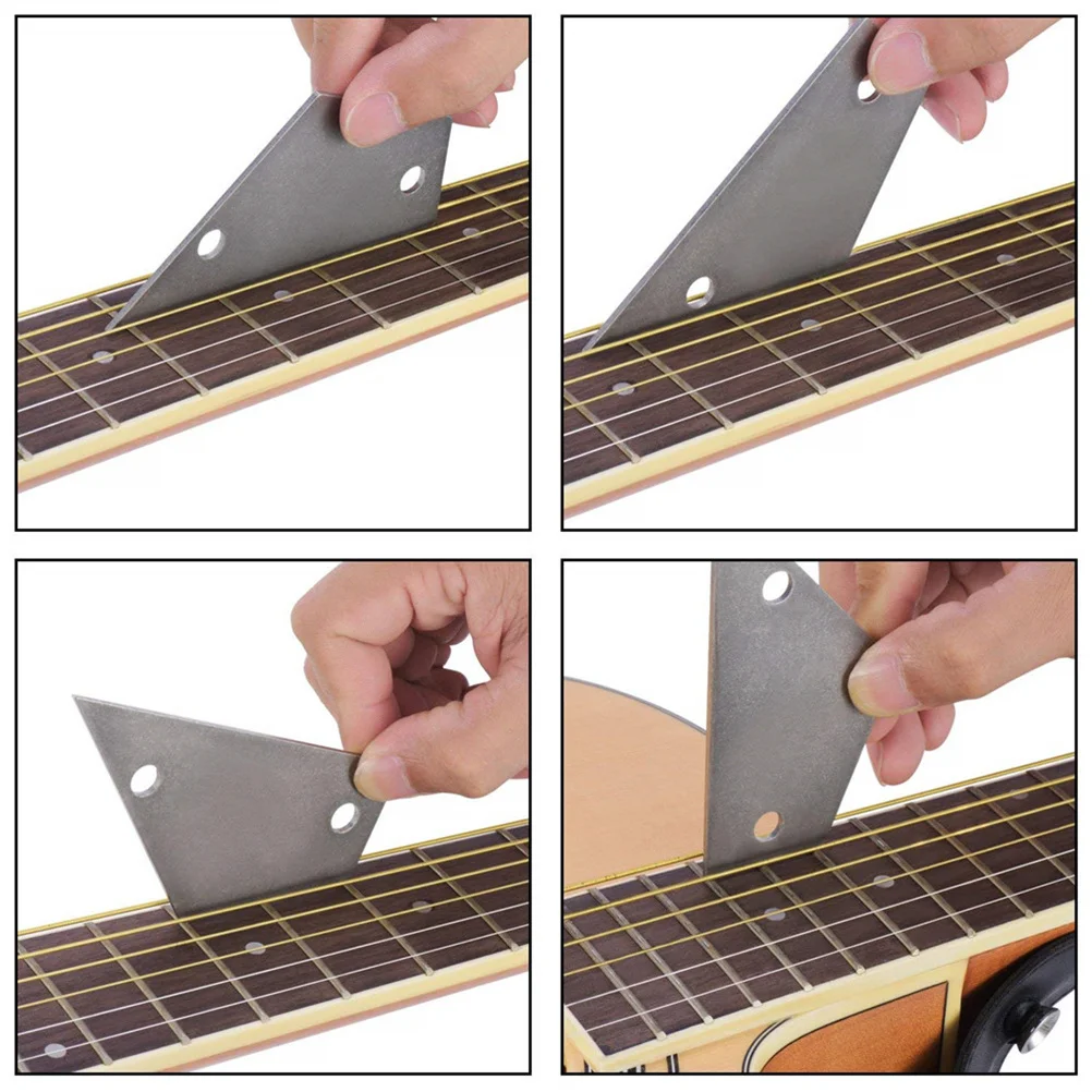 

6Pcs Guitar Repair Tool Set Includes Fret Crowning File 2 Hole Fret Rocker Protective Guards Polishing Stone for Luthier