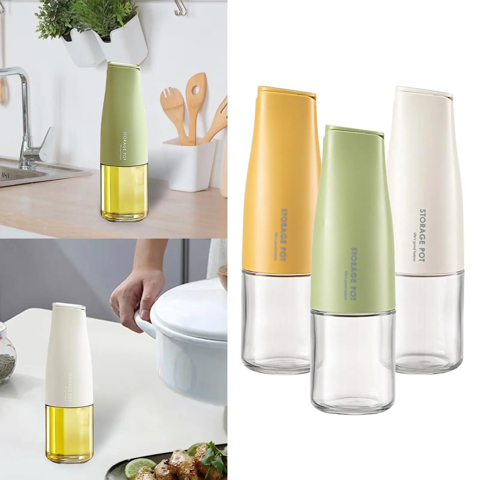 Glass Oil Sauce Bottle Dispenser Auto caps easy to Clean for Barbecue BBQ