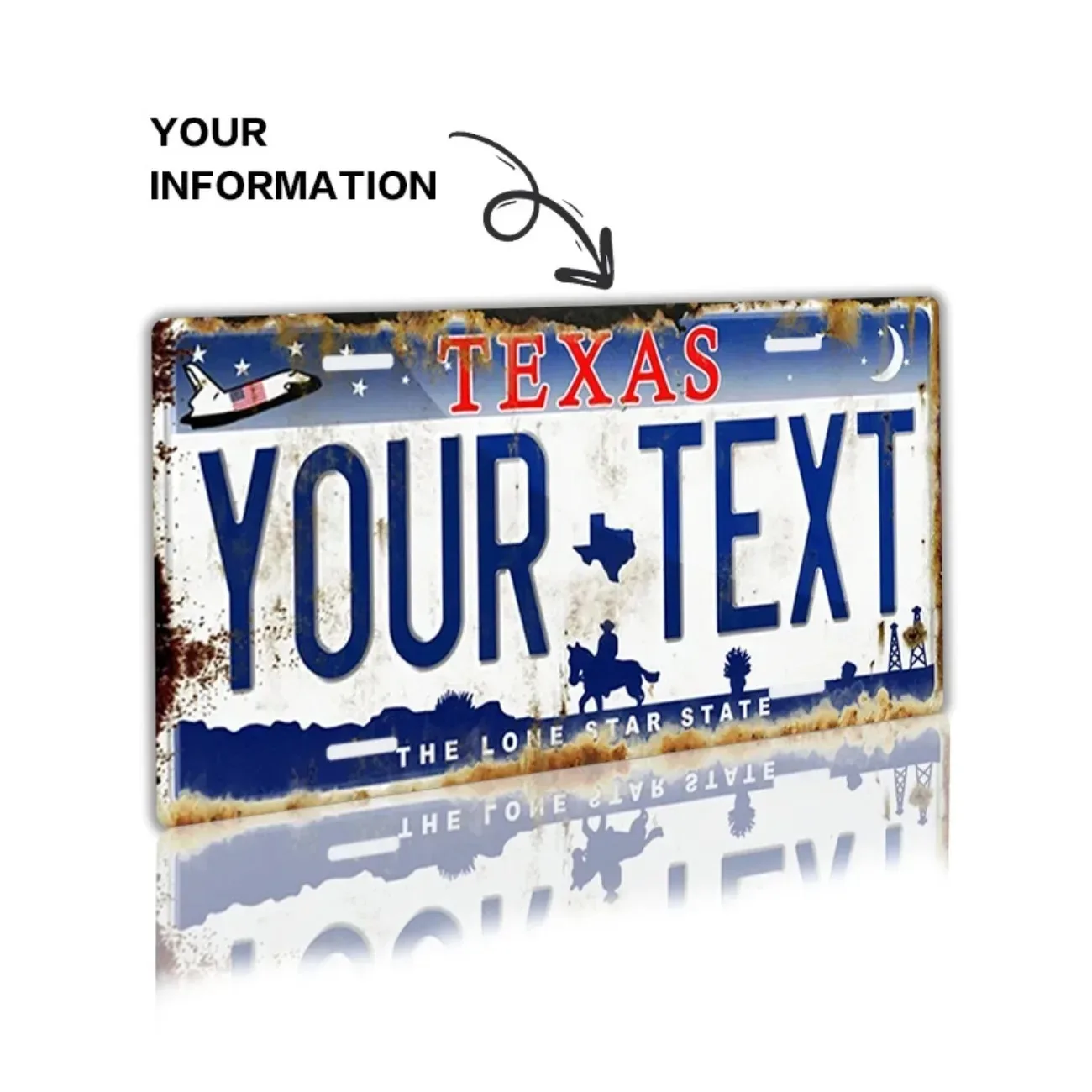 Custom Texas License Plate Aluminum Sign 6x12 Inch Personalized Garage Wall Art Home Decor Gift image 5